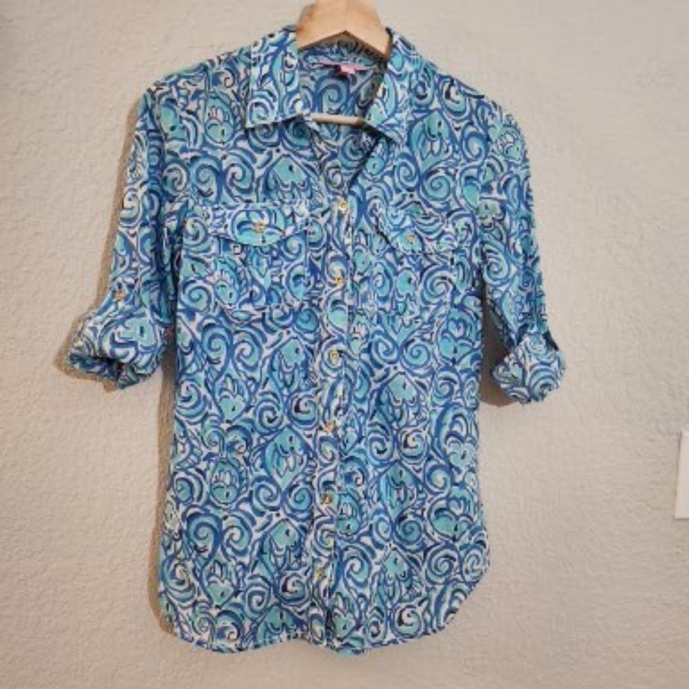 Blue Button Down - Picture 3 of 5